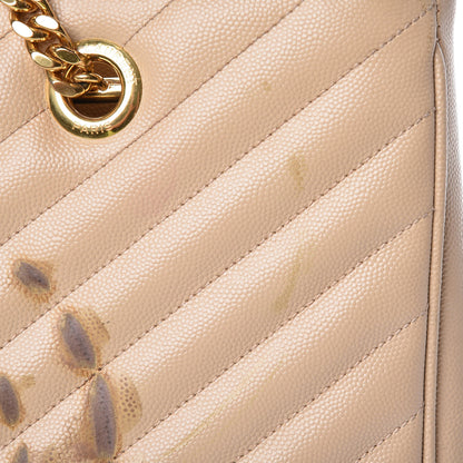 Saint Laurent Grain De Poudre Matelasse Chevron Monogram Shopping Bag Nude Powder 11 of 16