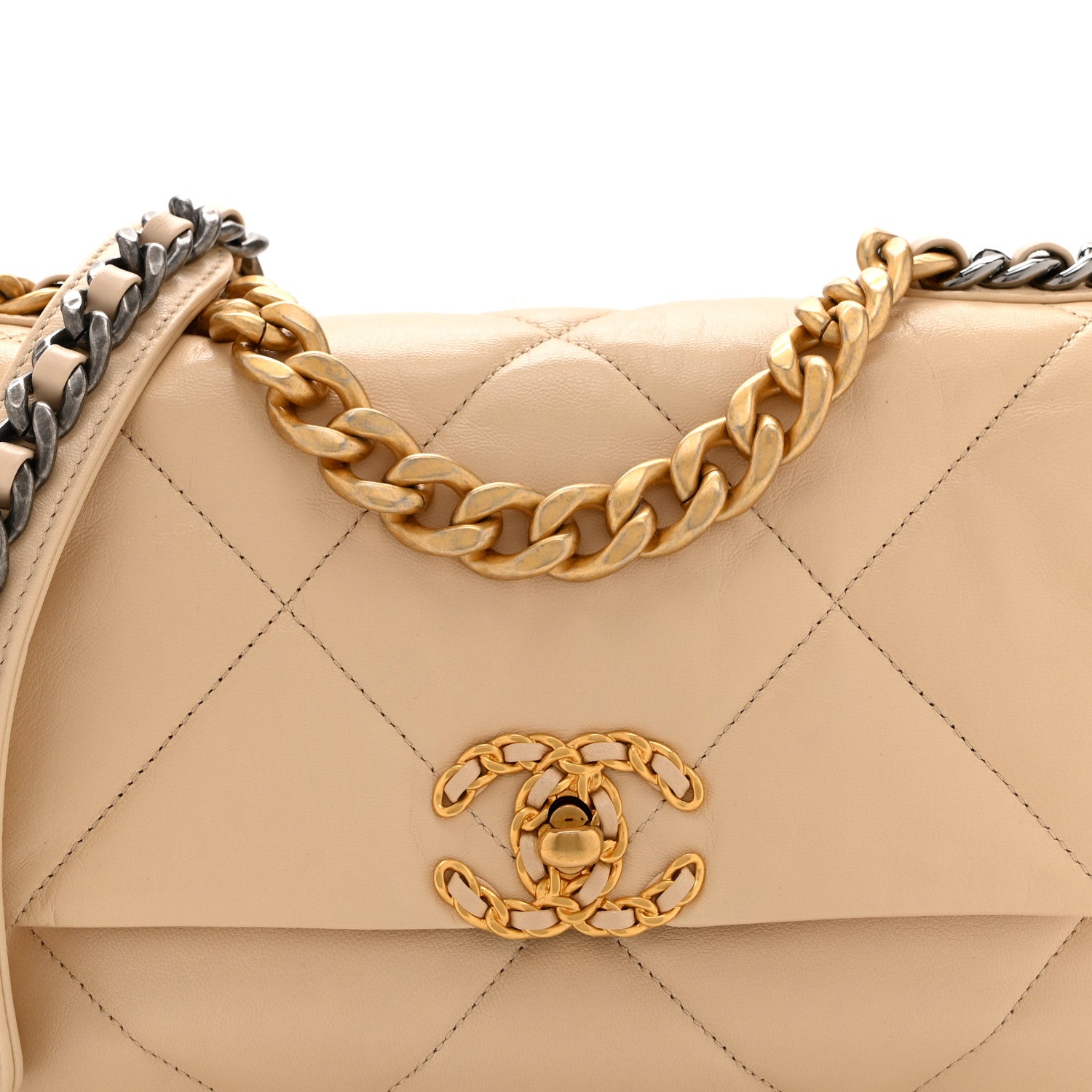 Chanel Lambskin Quilted Medium Chanel 19 Flap Light Beige 8 of 10