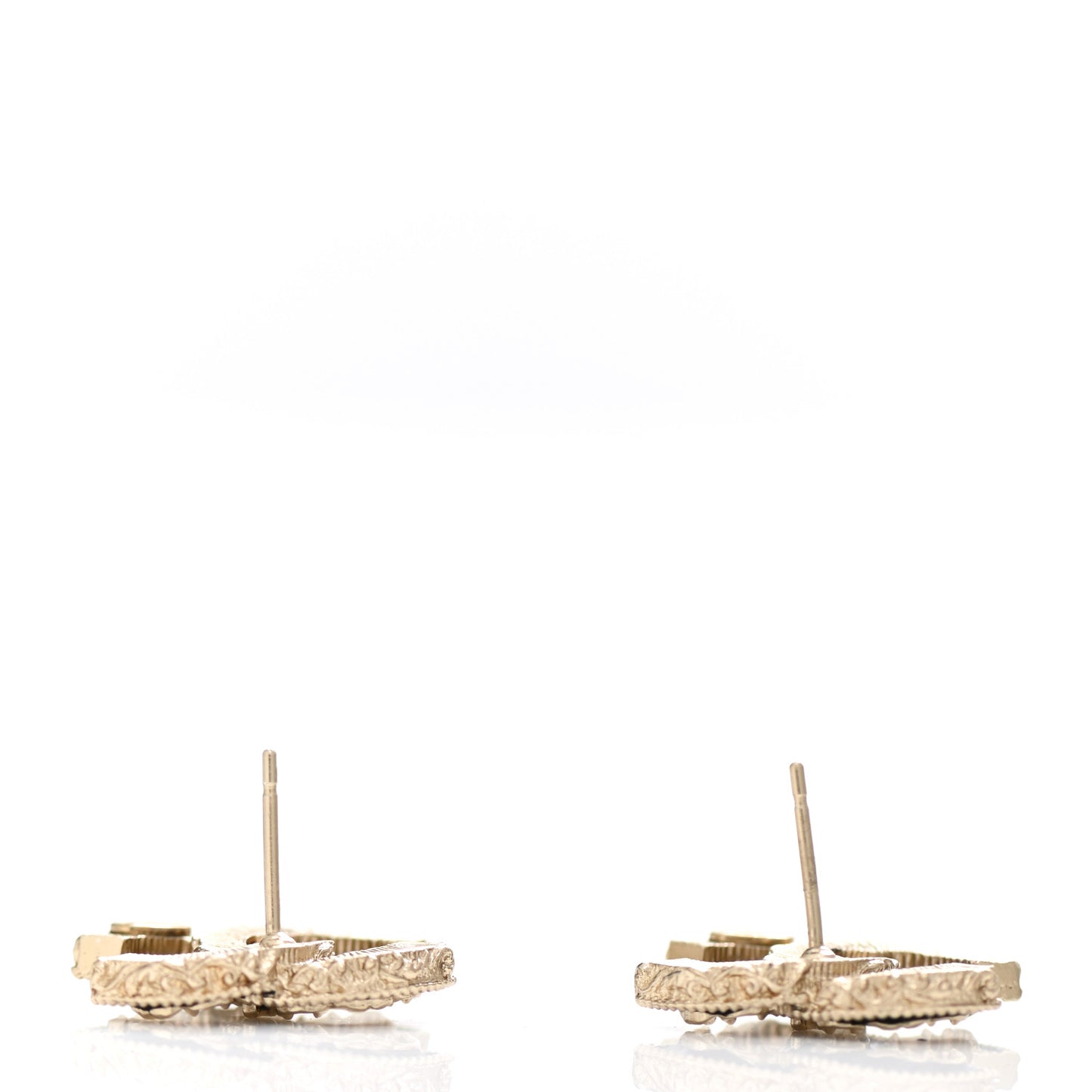 Enamel CC Baroque Earrings Black Gold
