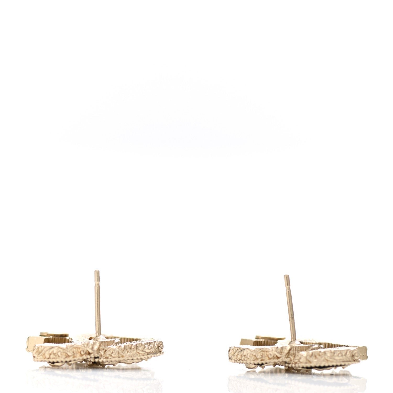 Chanel Enamel CC Baroque Earrings Black Gold 3 of 5