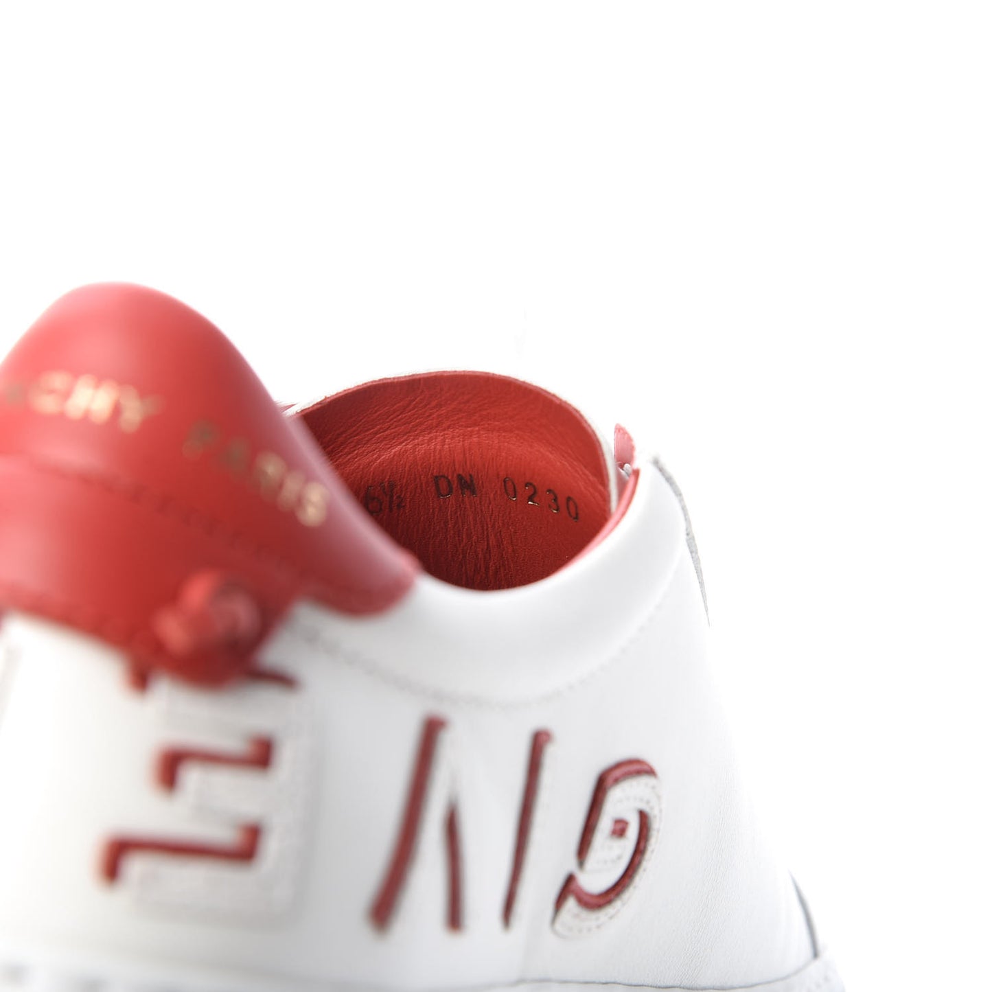 Calfskin Reverse Logo Womens Urban Street Sneakers 36.5 White Red