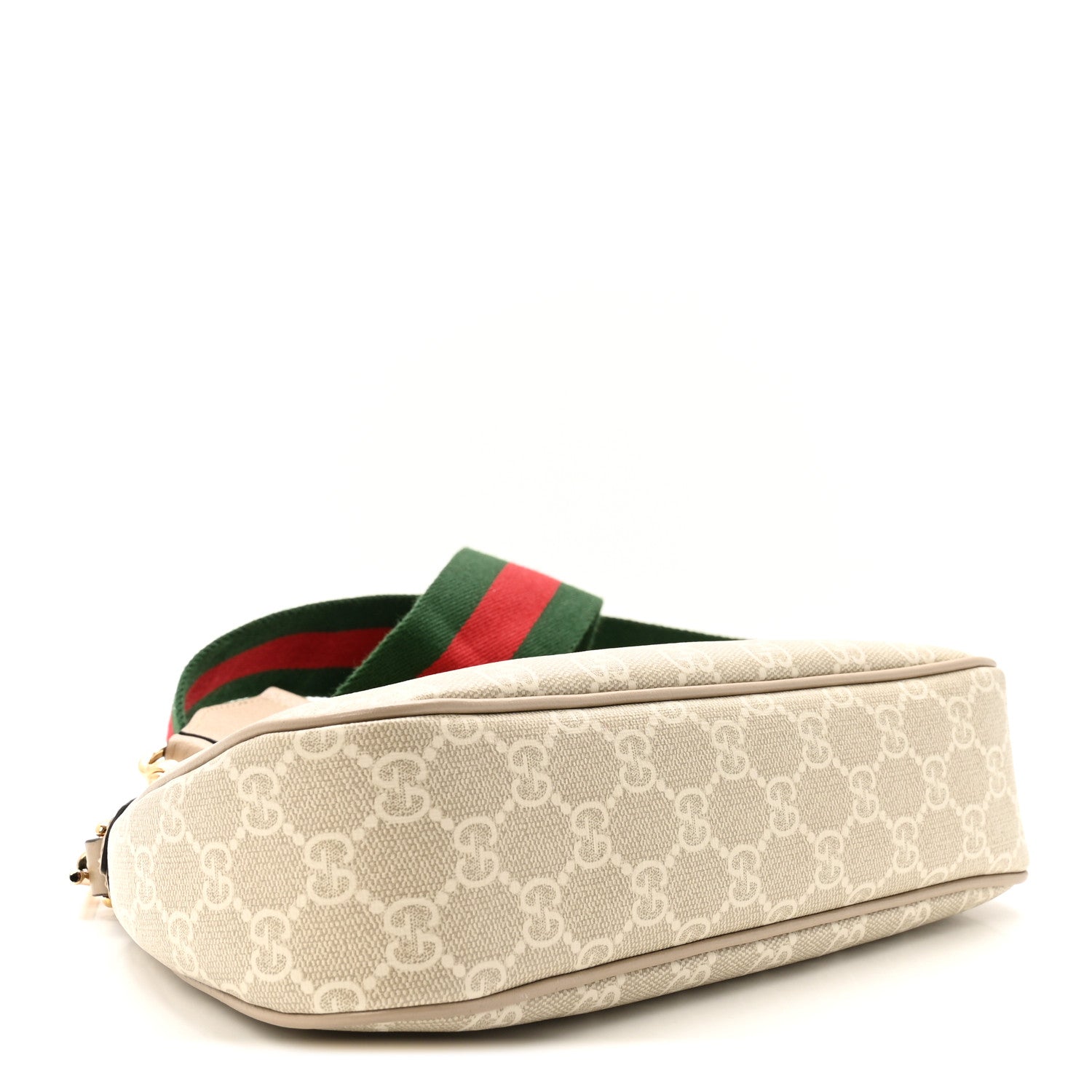Gucci GG Supreme Monogram Textured Dollar Calfskin Web Small Ophidia GG Handbag Beige Mystic White Oatmeal 4 of 10