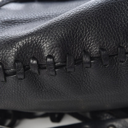 Valentino Garavani Grained Calfskin C-Rockee Fringe Hobo Black 12 of 19