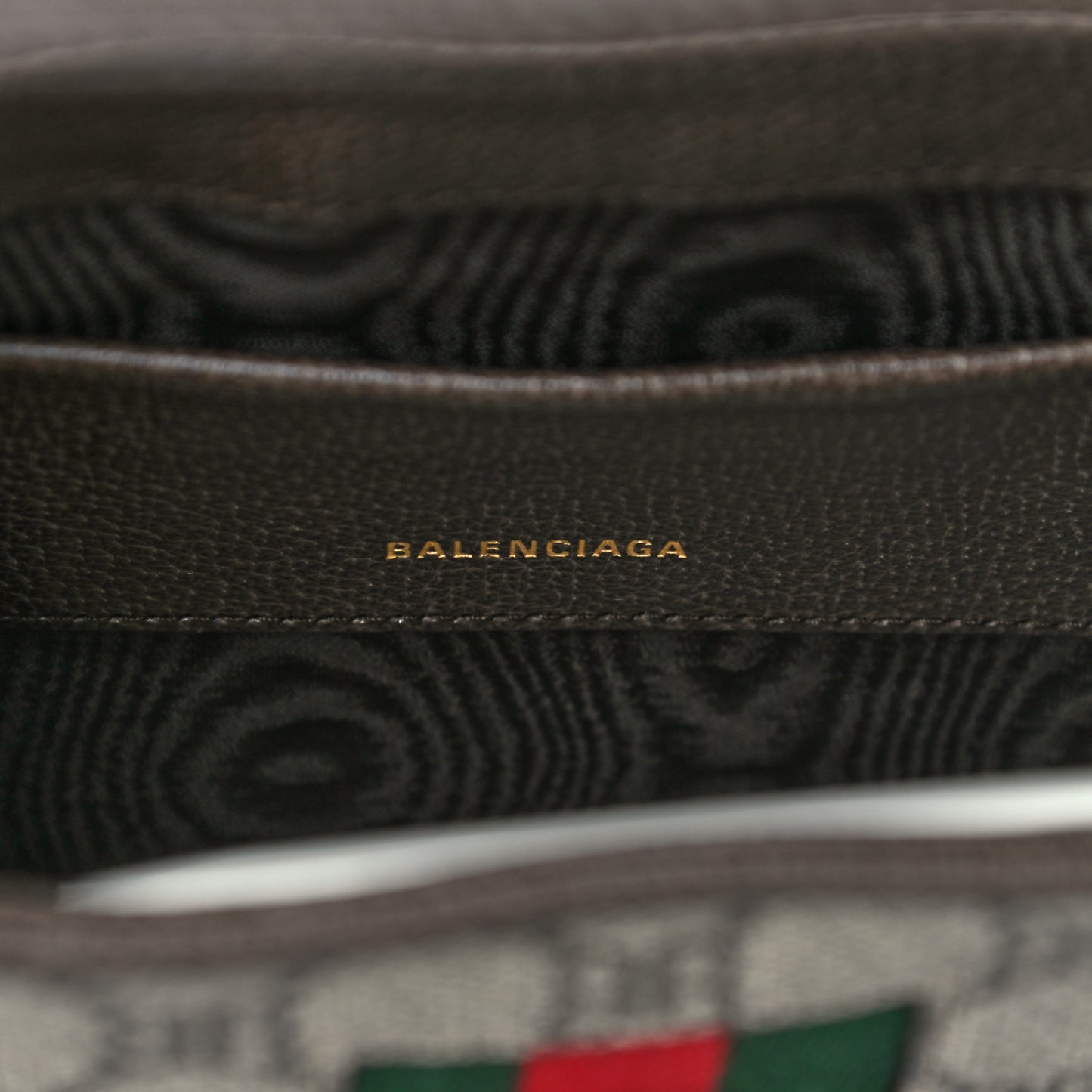 X BALENCIAGA BB Supreme Monogram Calfskin Web Mini Jackie 1961 Hobo Beige Ebony