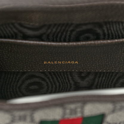Gucci X BALENCIAGA BB Supreme Monogram Calfskin Web Mini Jackie 1961 Hobo Beige Ebony 6 of 11