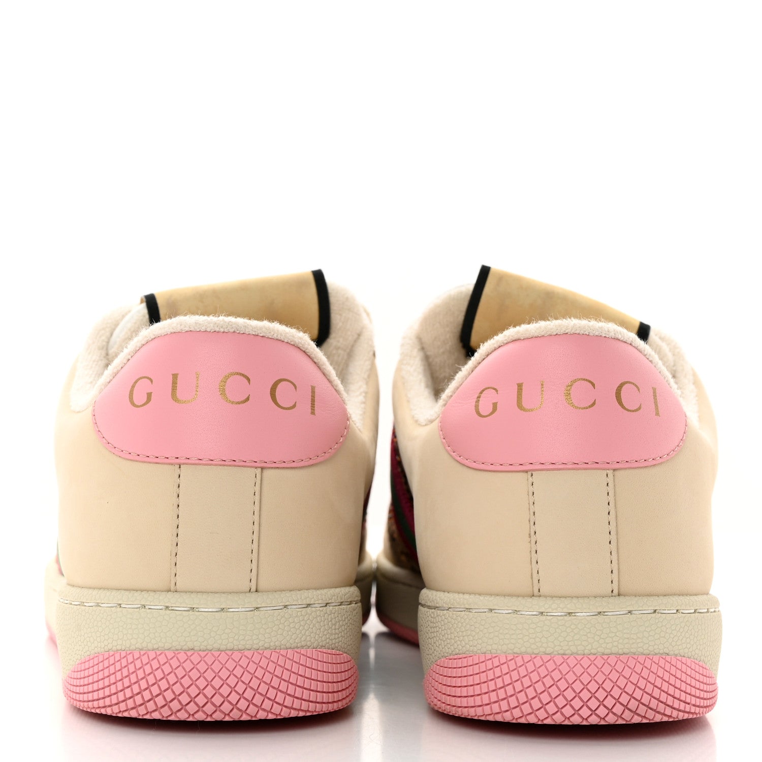 Gucci Calfskin GG Supreme Crystals Web Screener Sneakers 38 Beige Ebony Wild Rose 5 of 15