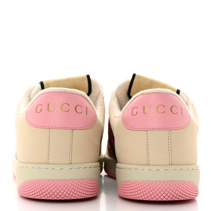 Gucci Calfskin GG Supreme Crystals Web Screener Sneakers 38 Beige Ebony Wild Rose 5 of 15