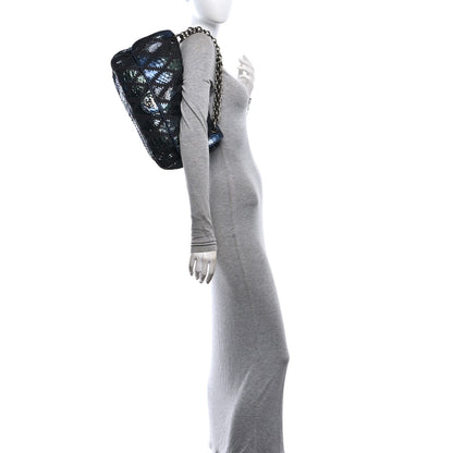 Chanel Metallic Snakeskin Crochet Soft and Chain Maxi Flap Blue Multicolor 2 of 11