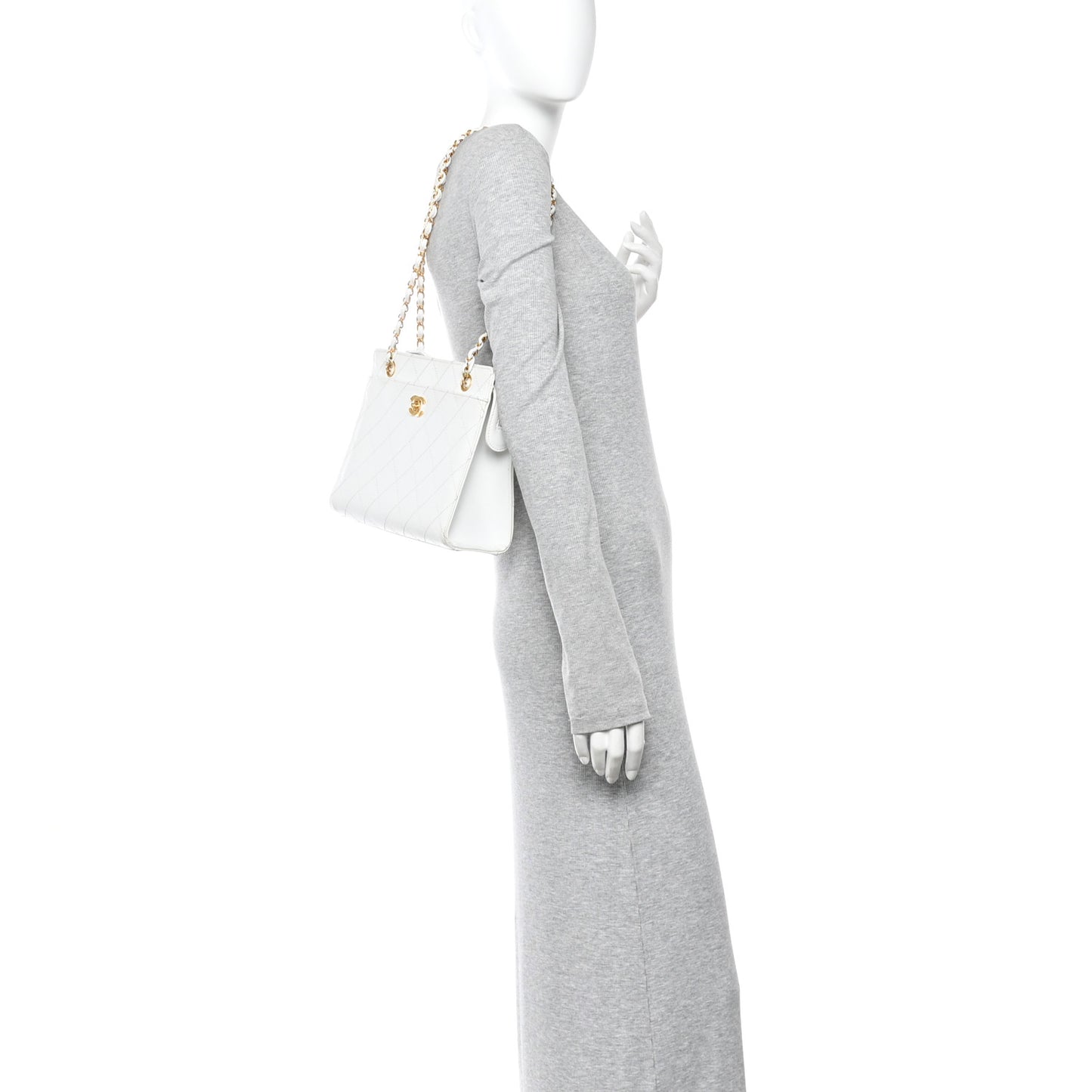 Caviar Quilted Shoulder Bag White