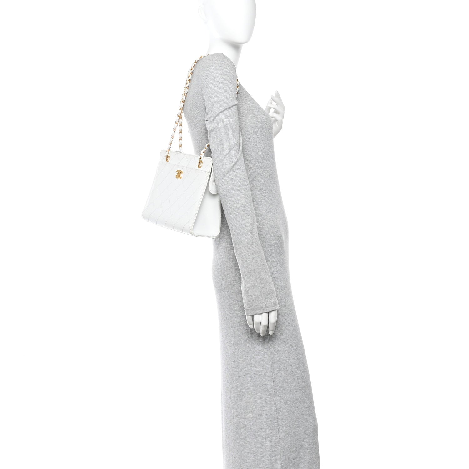 Chanel Caviar Quilted Shoulder Bag White 2 of 17