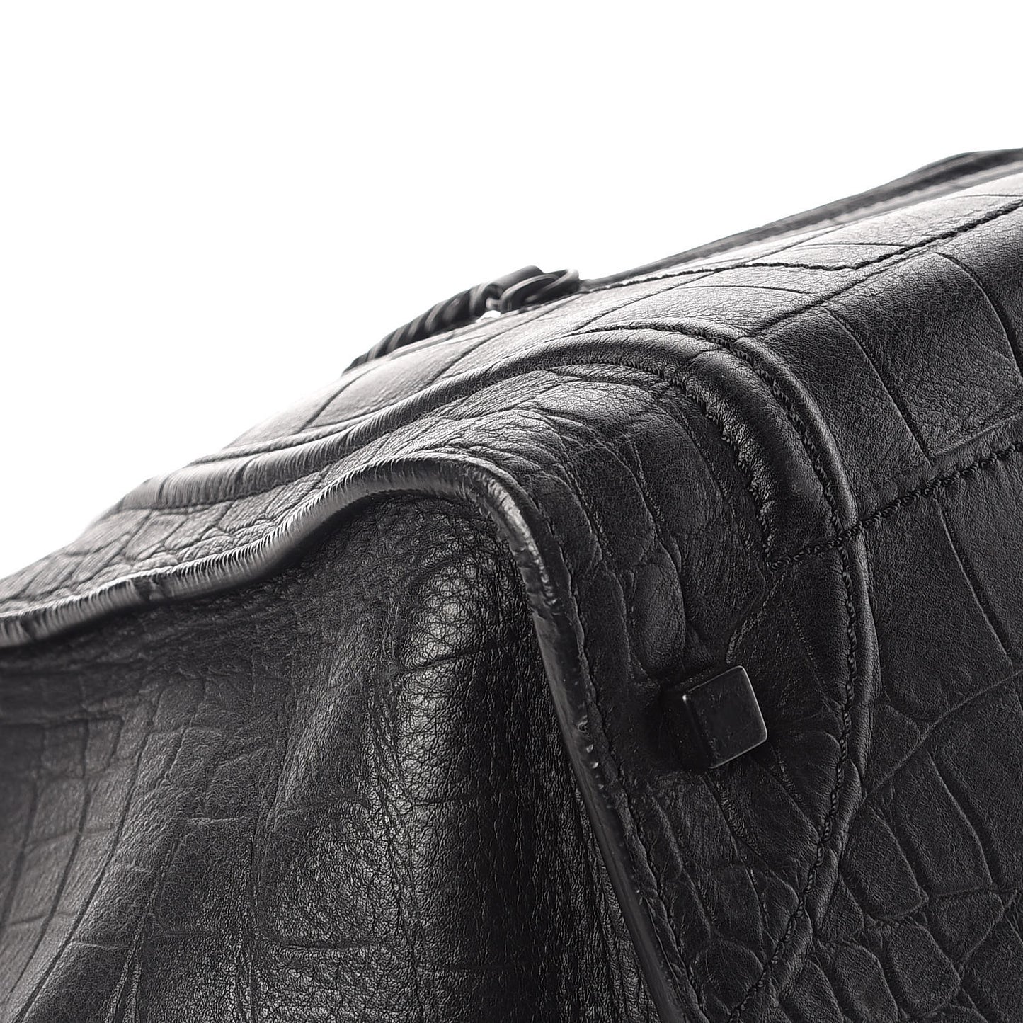 Crocodile Embossed Calfskin Medium Phantom Luggage Black