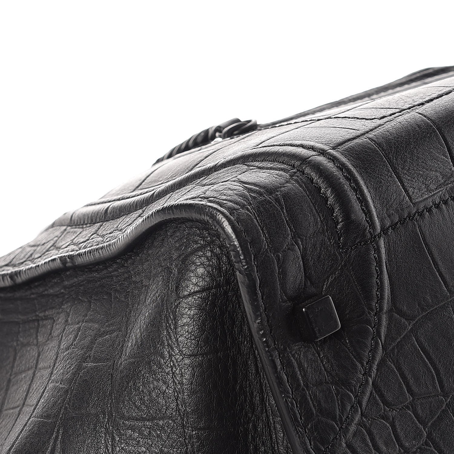 Celine Crocodile Embossed Calfskin Medium Phantom Luggage Black 13 of 19