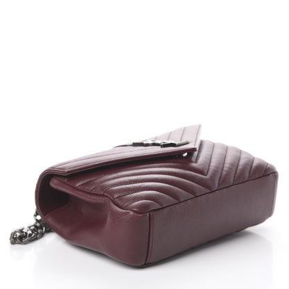 Saint Laurent Sheepskin Matelasse Chevron Monogram Medium College Bag Rouge Legion 3 of 9