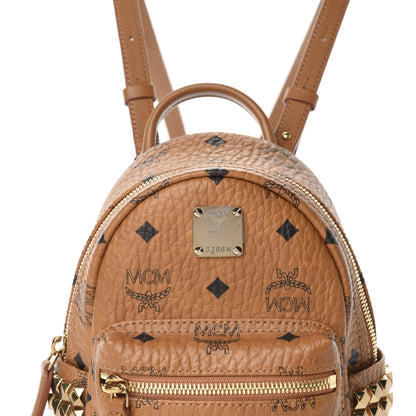 MCM Visetos Side Stud X-Mini Stark Bebe Boo Backpack Cognac 8 of 8