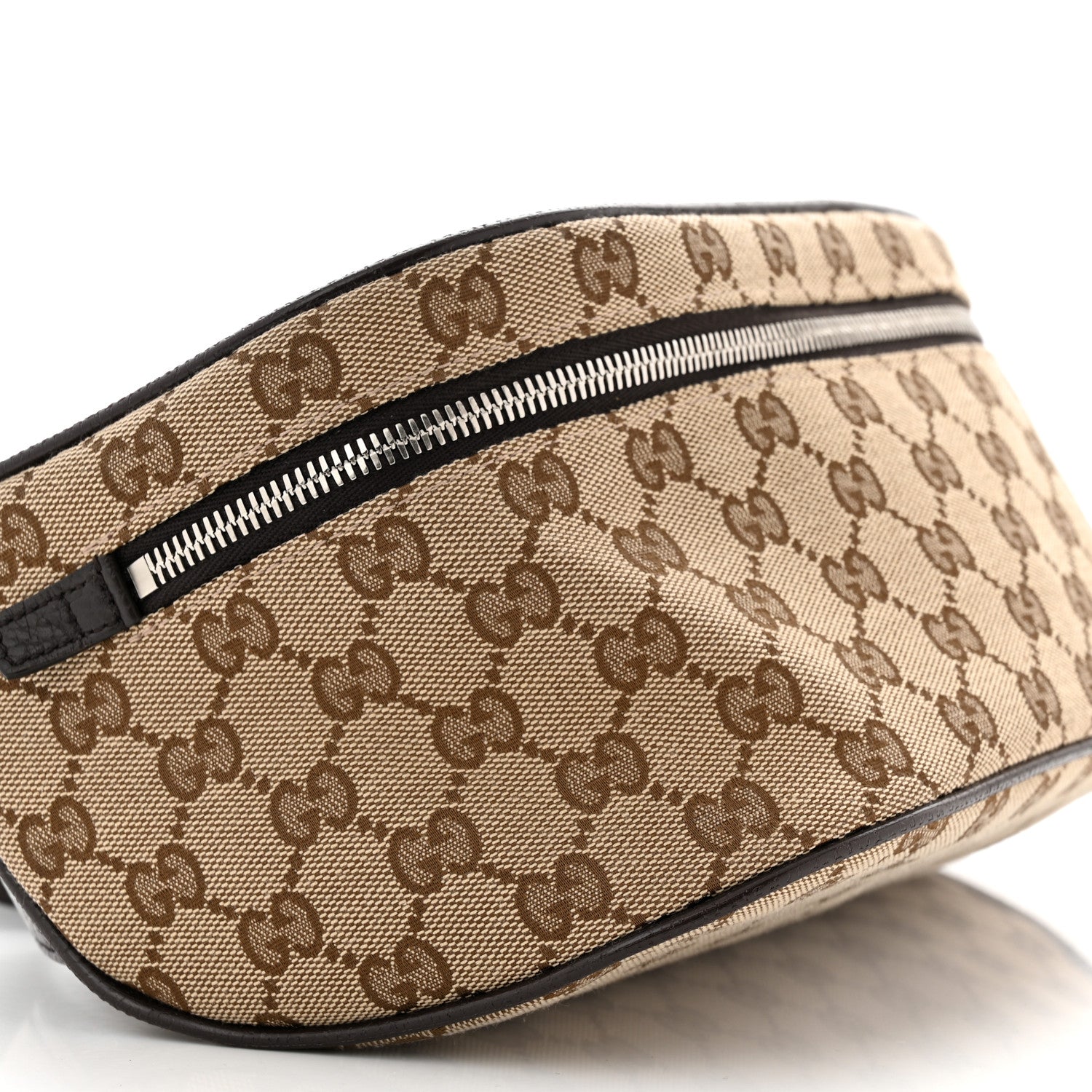 Gucci Monogram Dollar Calfskin Waist Pouch Beige Ebony Testa di Moro Marrone Scuro 9 of 10