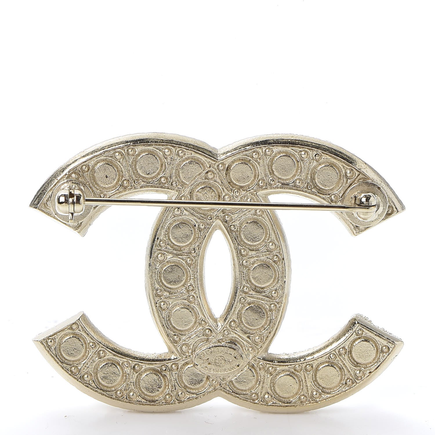 Chanel Metal Crystal Graduated Pearl CC Brooch Gold 2 of 4