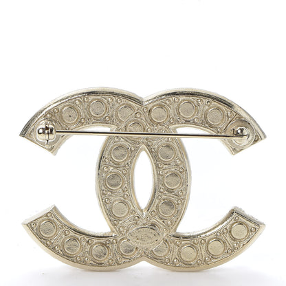 Chanel Metal Crystal Graduated Pearl CC Brooch Gold 2 of 4