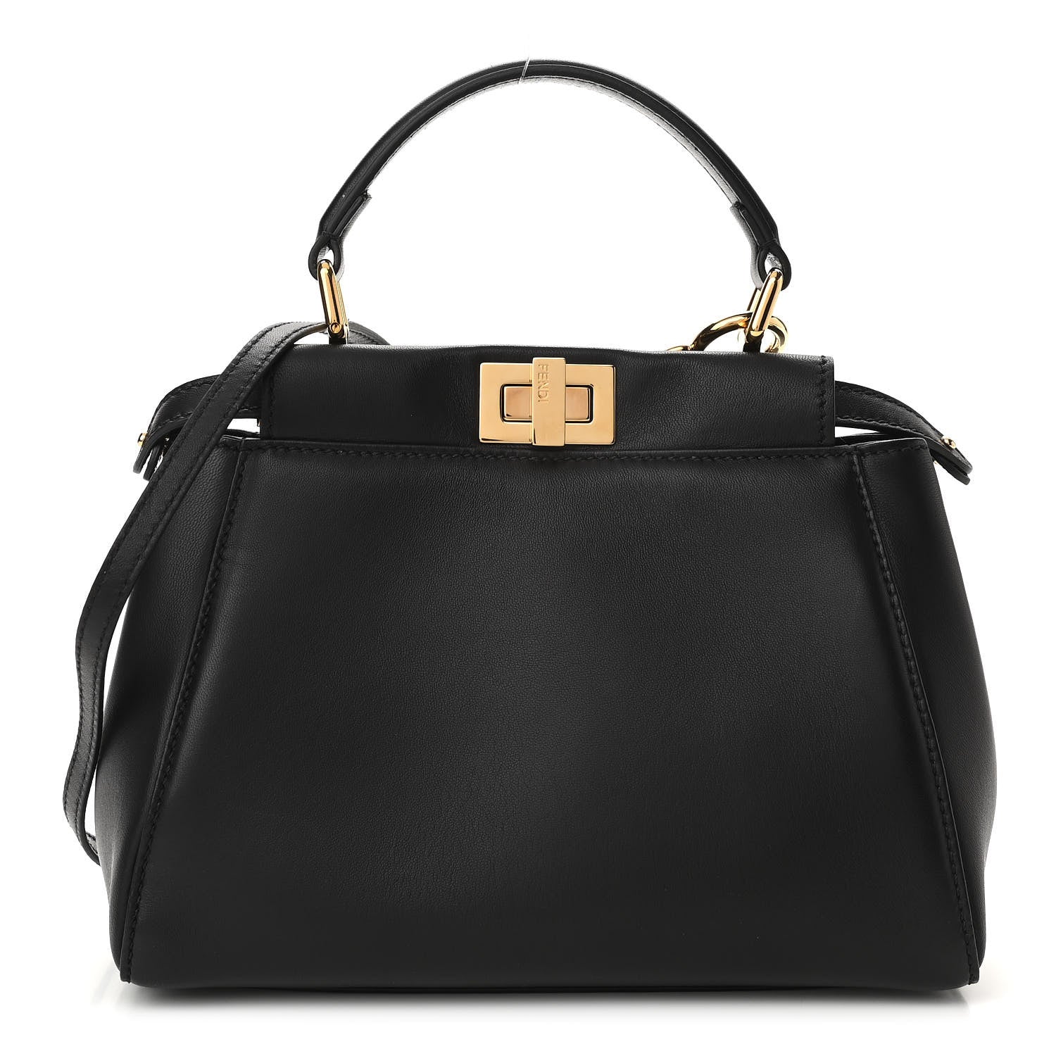 Fendi Nappa Mini Peekaboo Iconic Satchel Black 1 of 11