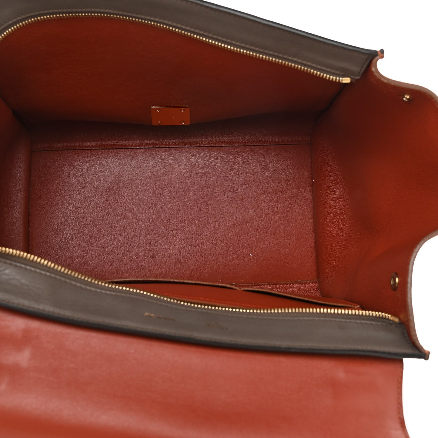 Smooth Calfskin Suede Medium Tri-Color Trapeze Terracotta