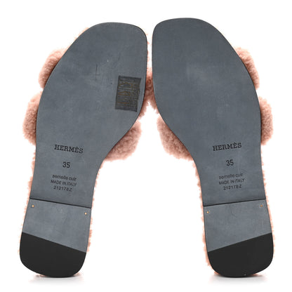 Hermes Woolskin Oran Sandals 35 Rose Aube 7 of 11