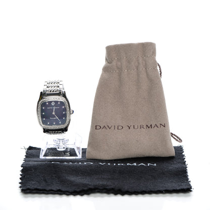 David Yurman Stainless Steel Diamond Bezel Purple Mother of Pearl 32mm Thoroughbred Quartz Watch 6 of 6