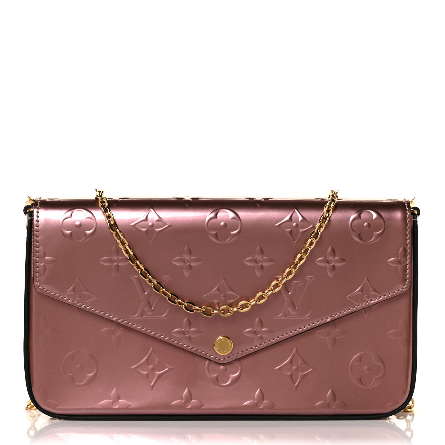 Vernis Pochette Felicie Chain Wallet Metallic Pale Pink