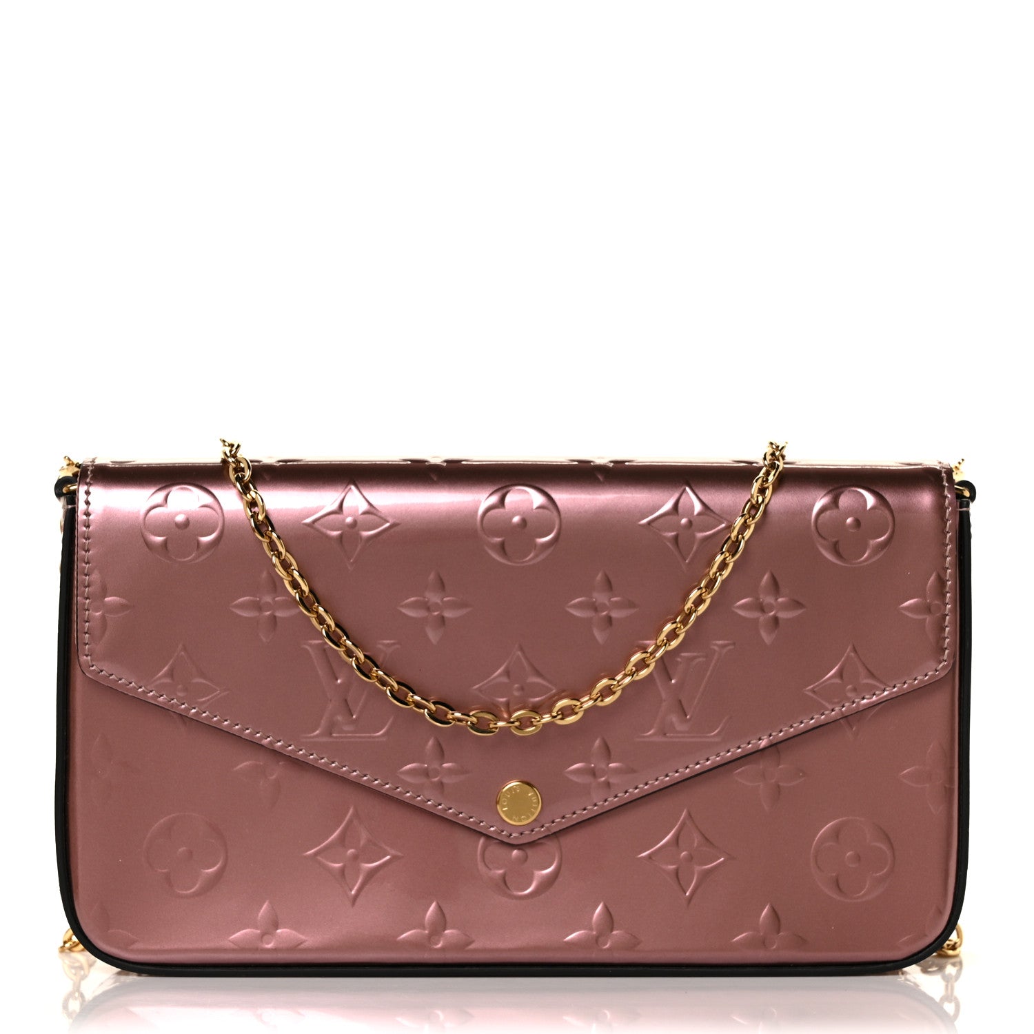 Louis Vuitton Vernis Pochette Felicie Chain Wallet Metallic Pale Pink 3 of 9