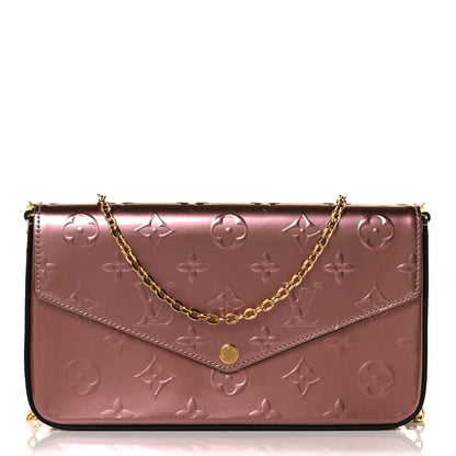 Louis Vuitton Vernis Pochette Felicie Chain Wallet Metallic Pale Pink 3 of 9