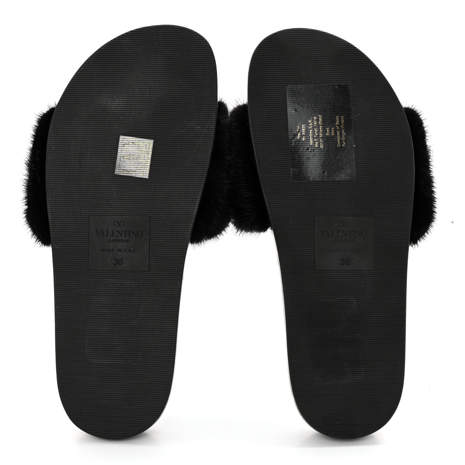 Valentino Garavani Mink Fur Rockstud Slide Sandals 36 Black 5 of 7