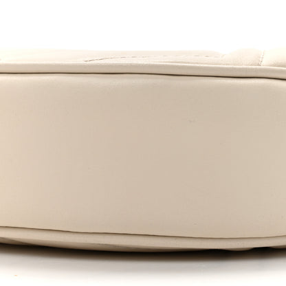 Gucci Calfskin Matelasse Chevron Mini GG Marmont Half Moon Hobo Mystic White 10 of 12