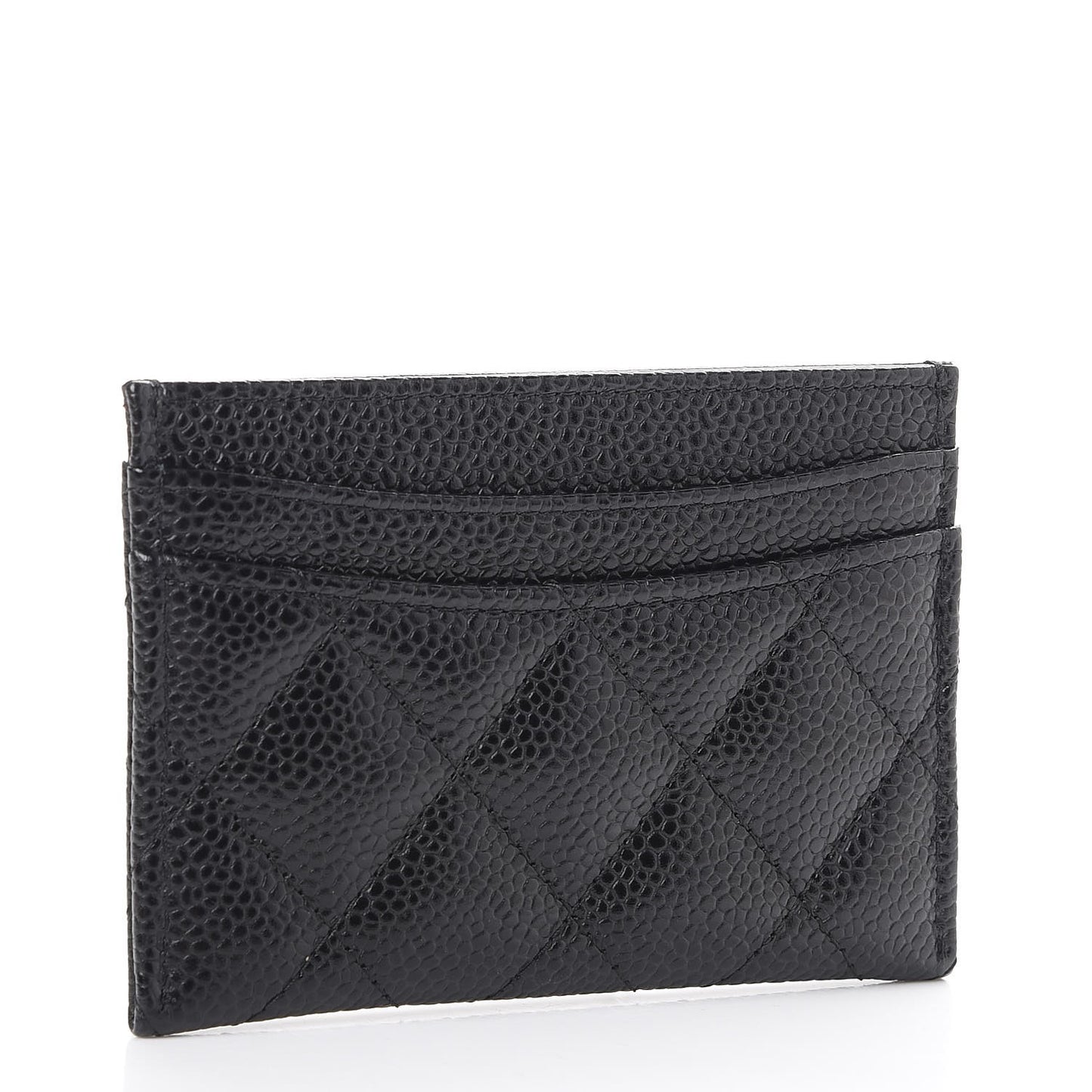 Caviar Quilted Card Holder Black