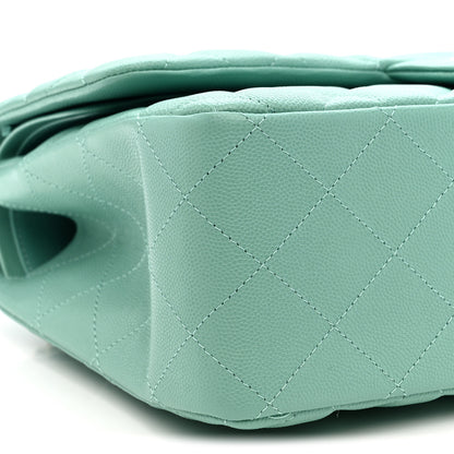 Chanel Caviar Quilted Jumbo Double Flap Light Green 10 of 12