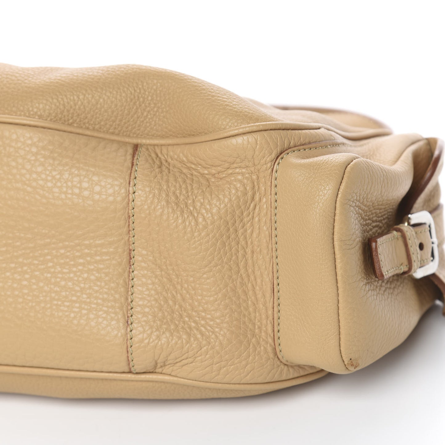 Vitello Daino Buckle Shoulder Bag Sabbia