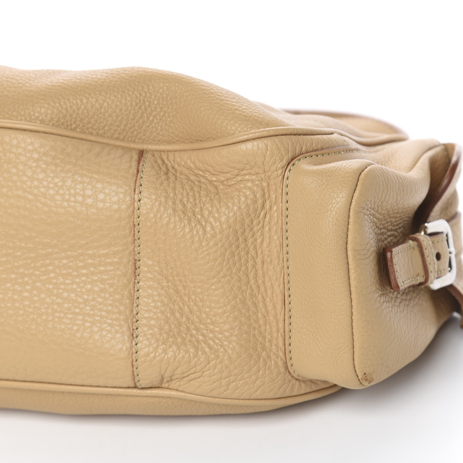 Prada Vitello Daino Buckle Shoulder Bag Sabbia 8 of 11