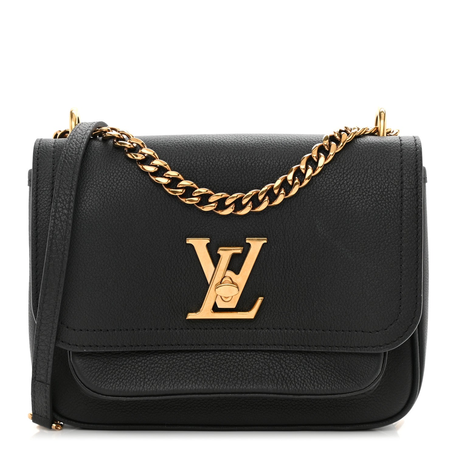 Louis Vuitton Grained Calfskin Lockme Chain Bag PM Black 1 of 9