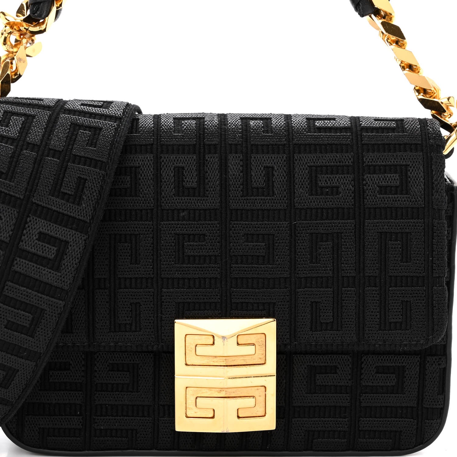 Givenchy Canvas Embroidered Small 4G Woven Chain Crossbody Black 7 of 9
