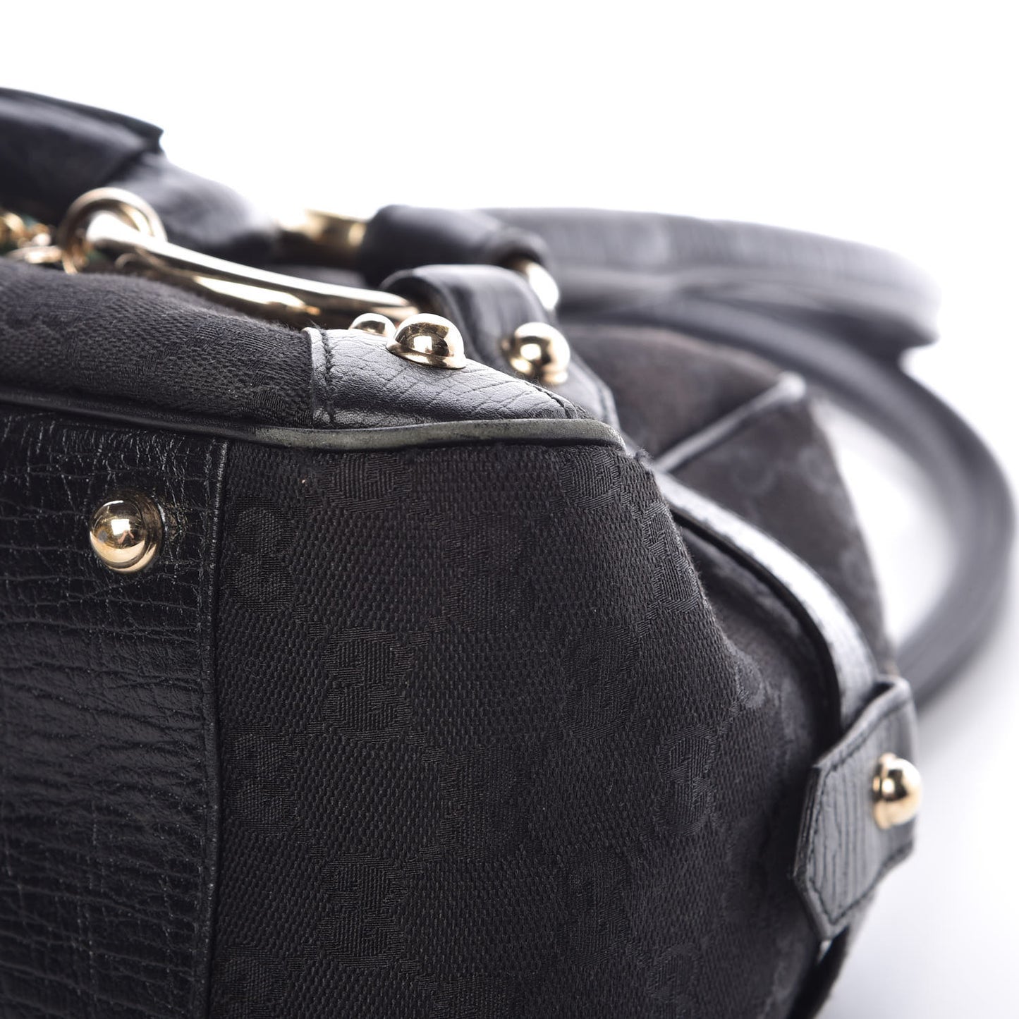 Monogram Web Large Horsebit Satchel Chain Black