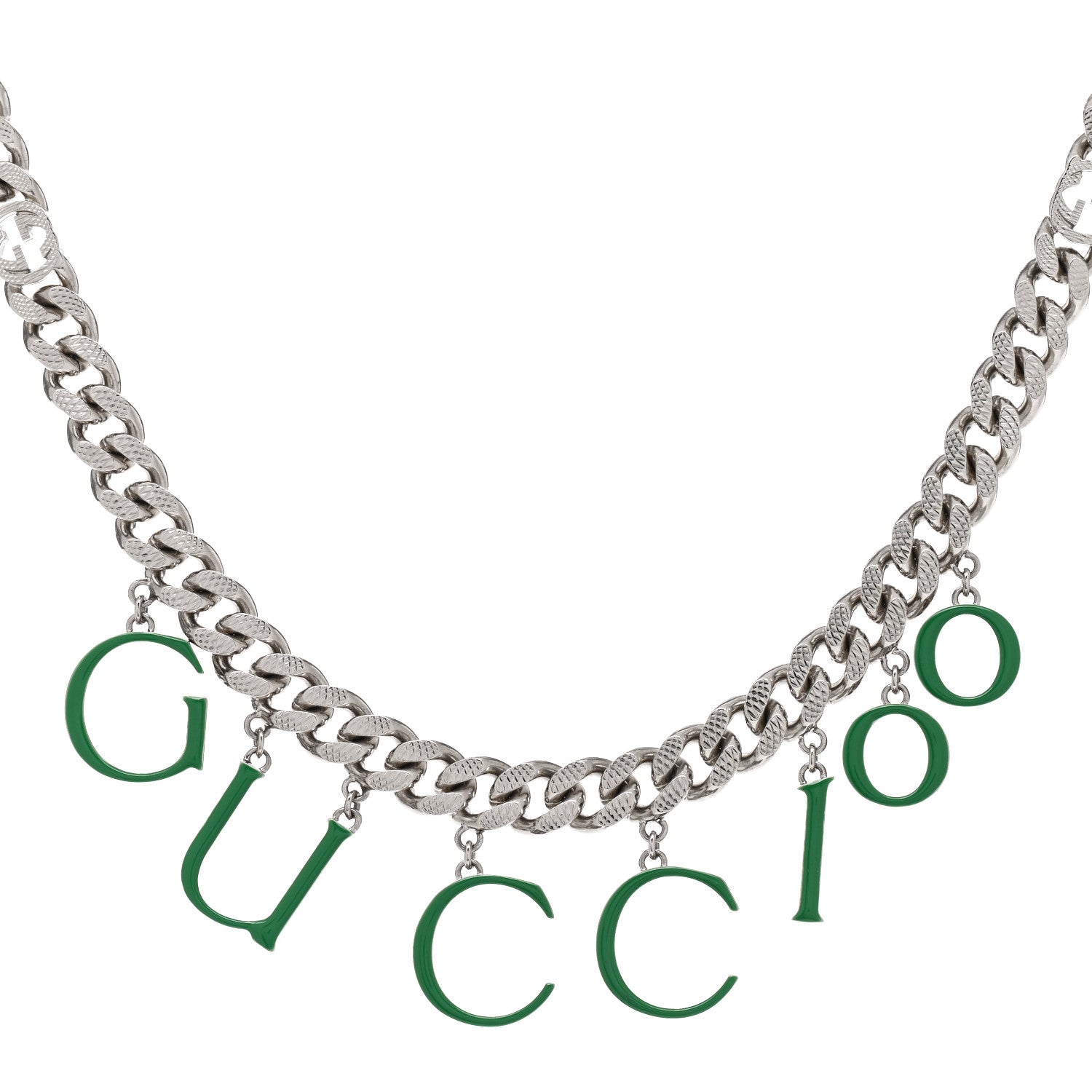 Gucci 100 Script Choker Necklace Green 1 of 5
