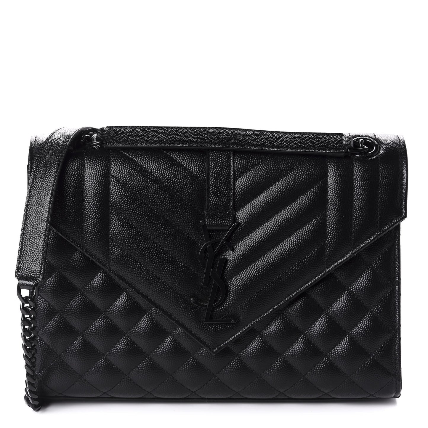 Grain De Poudre Textured Mixed Matelasse Triquilt Medium Monogram Satchel Black