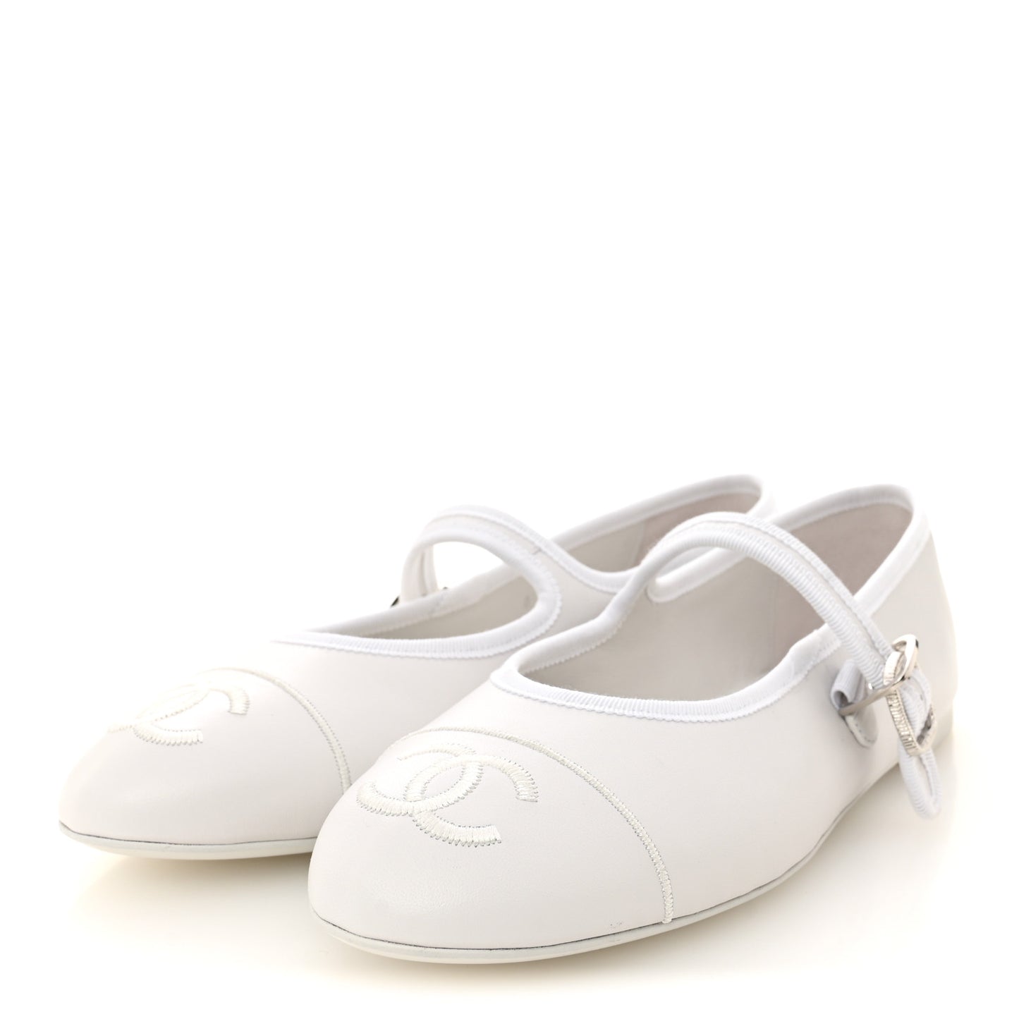 Lambskin Mary Jane Flats 39.5 White