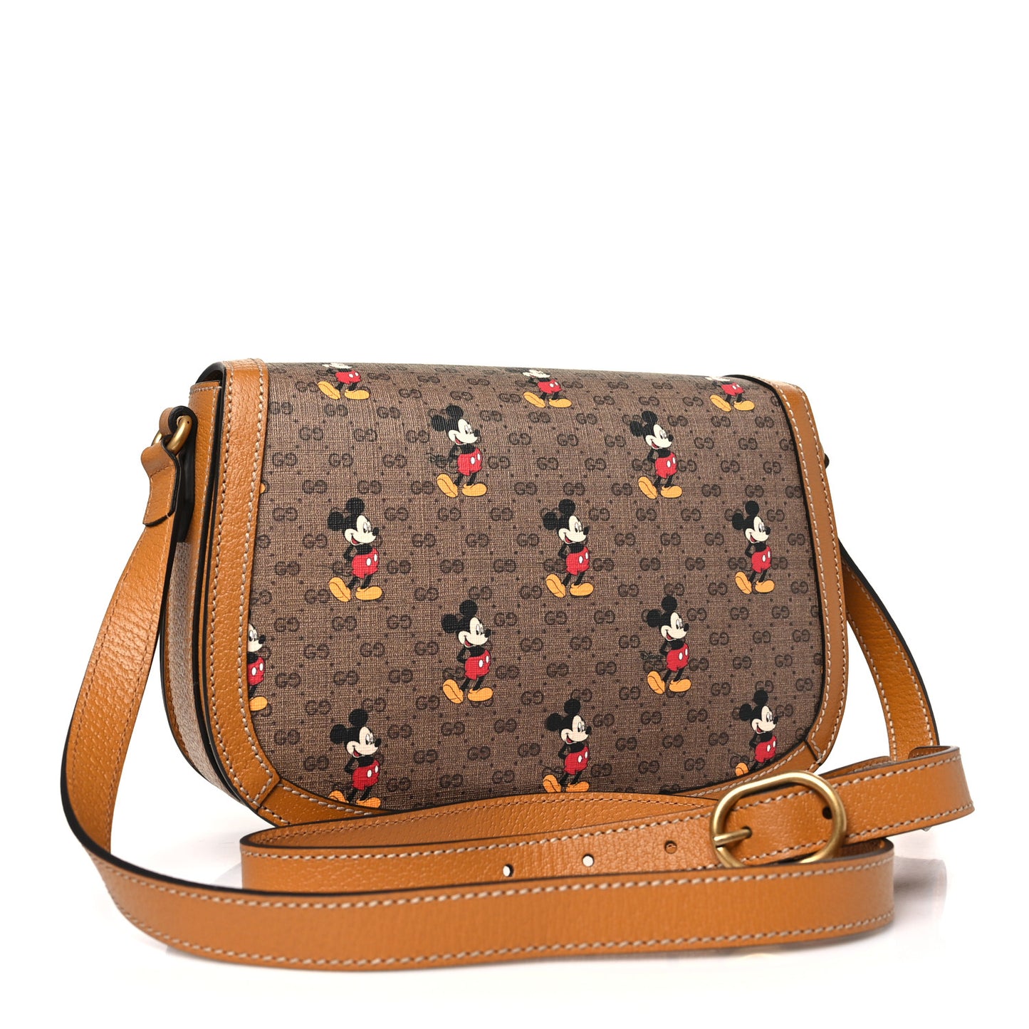 X DISNEY Mini Vintage GG Supreme Monogram Mickey Mouse Small Flap Messenger Bag Beige Vintage Sun Oil
