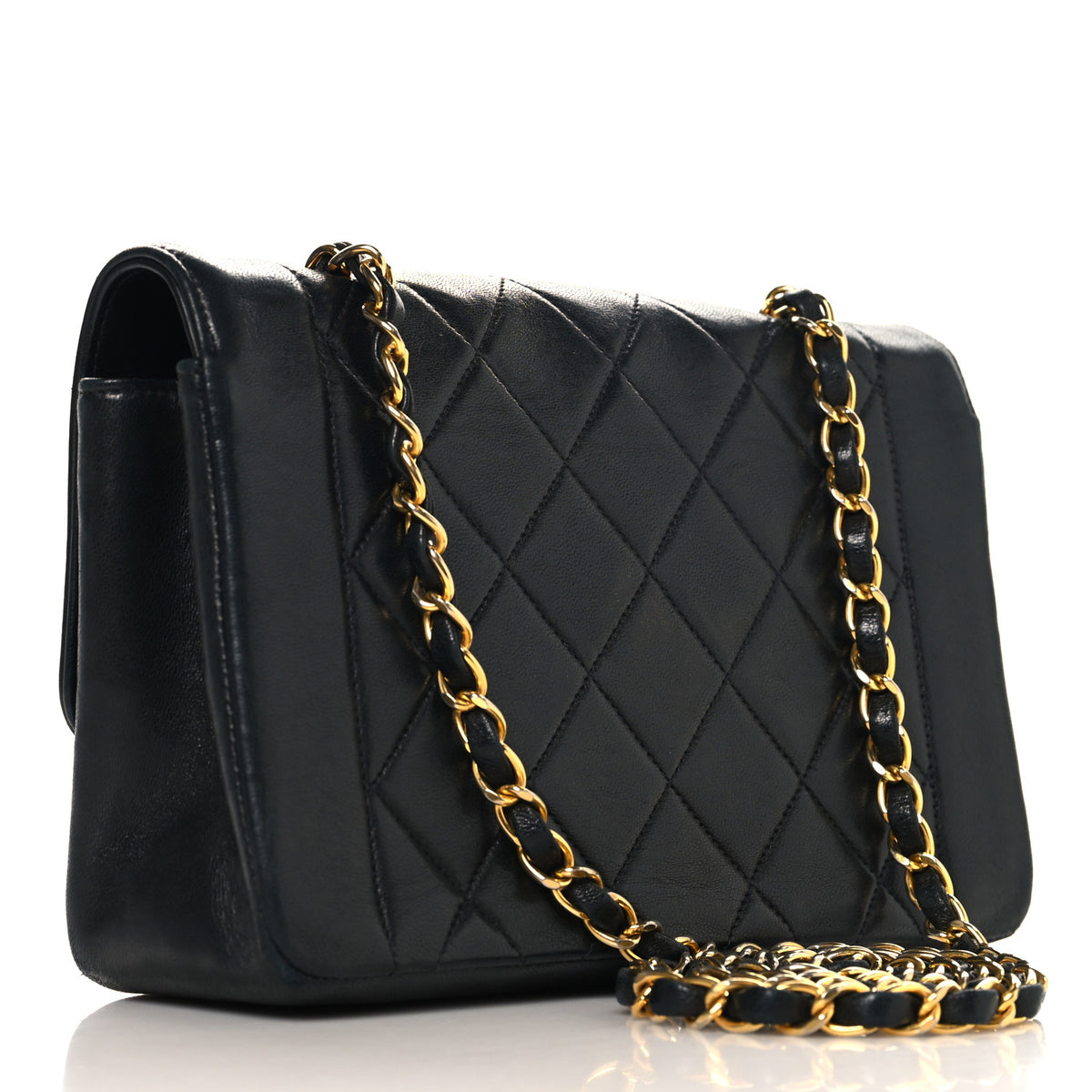Lambskin Quilted Small Single Flap Black