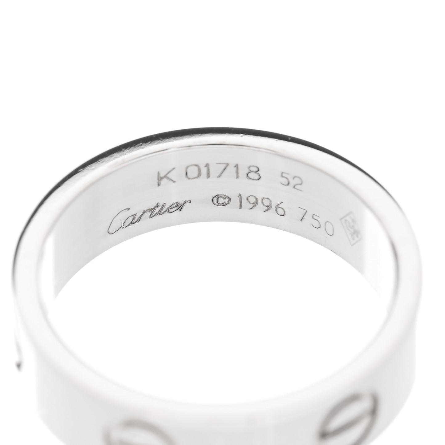 18K White Gold 5.5mm LOVE Ring 52 6