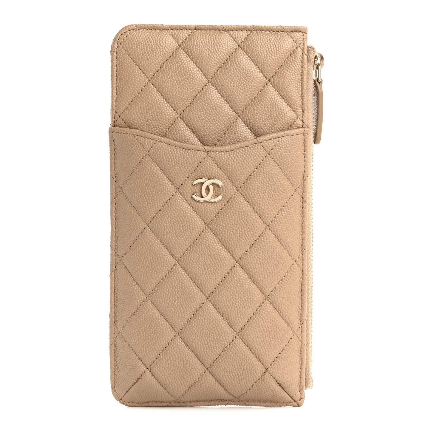 Caviar Quilted Classic iPhone Pouch Beige