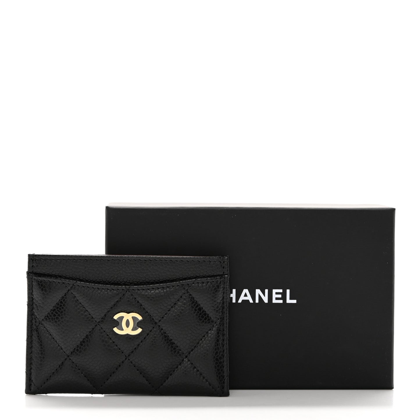 Caviar Quilted Card Holder Black