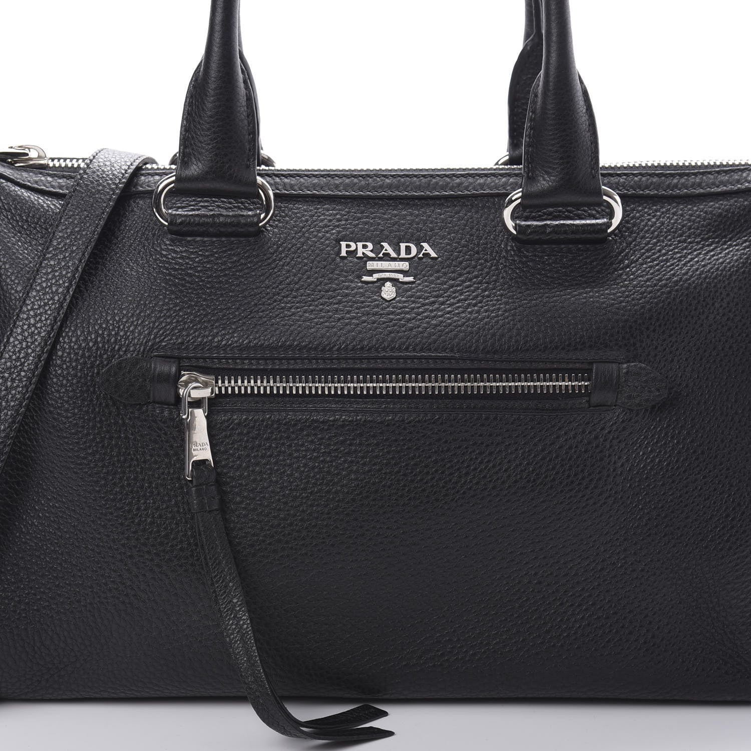Prada Vitello Daino Shopping Satchel Black 9 of 12