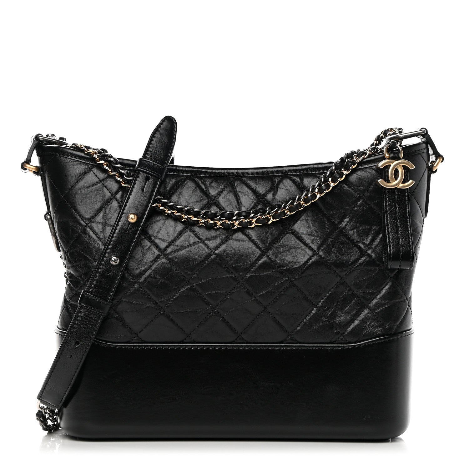 Chanel Aged Calfskin Quilted Medium Gabrielle Hobo Black 1 of 16