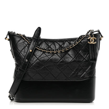 Chanel Aged Calfskin Quilted Medium Gabrielle Hobo Black 1 of 16