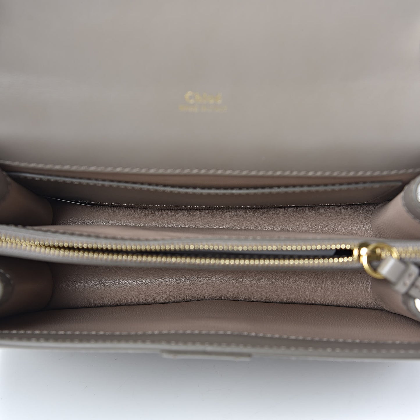 Shiny Goatskin Calfskin Aby Chain Shoulder Bag Motty Grey
