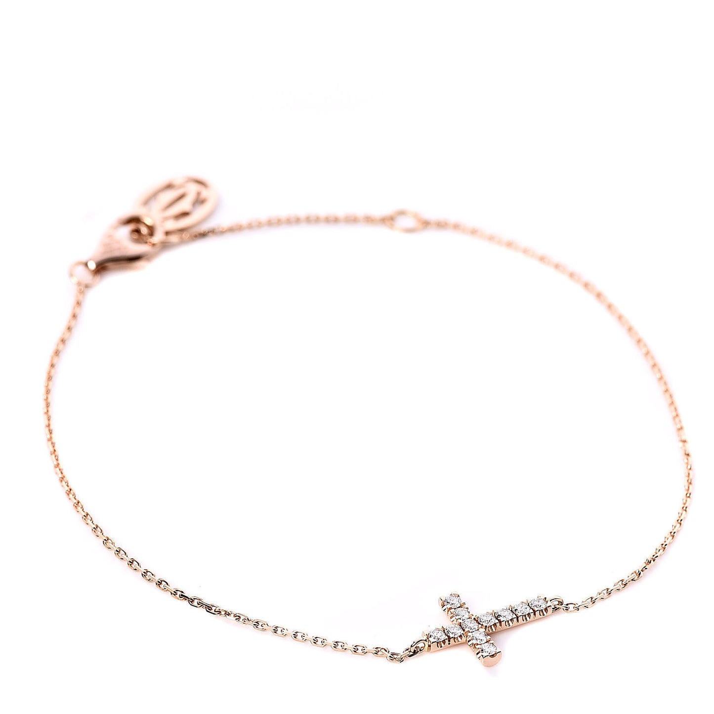 18K Pink Gold Diamond Symbols Cross Bracelet